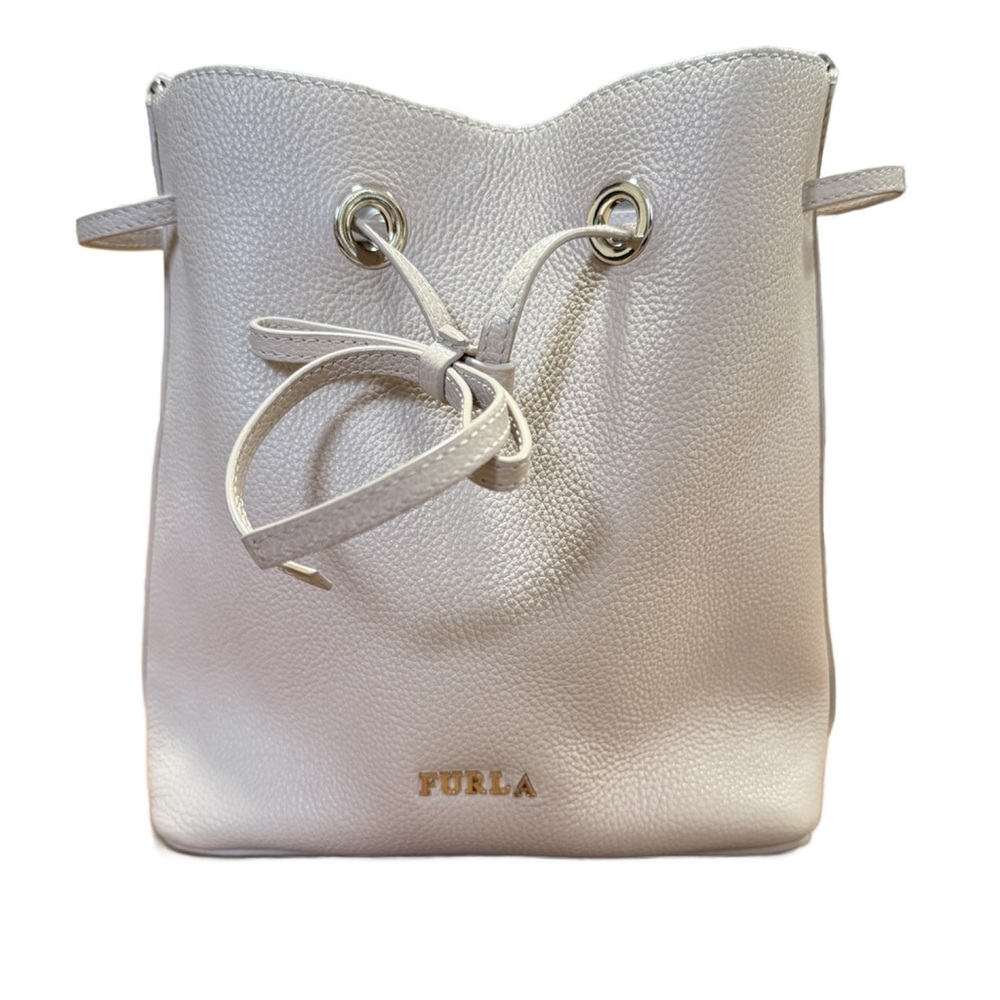 Furla Costanza Drawstring Leather Bucket Bag in Greige - Picture 2 of 12